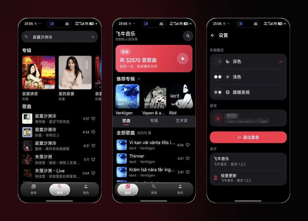 飞牛音乐客户端部分界面
