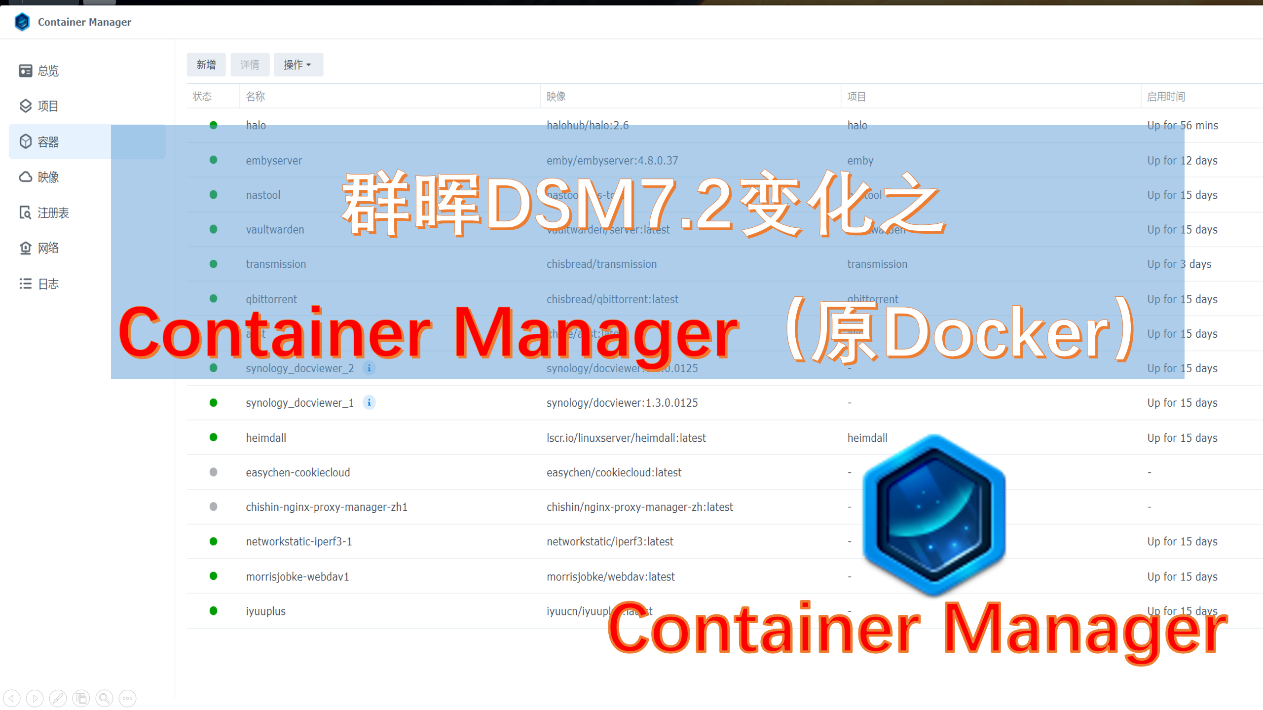 群晖DSM7.2最大变化之Container Manager（原Docker）