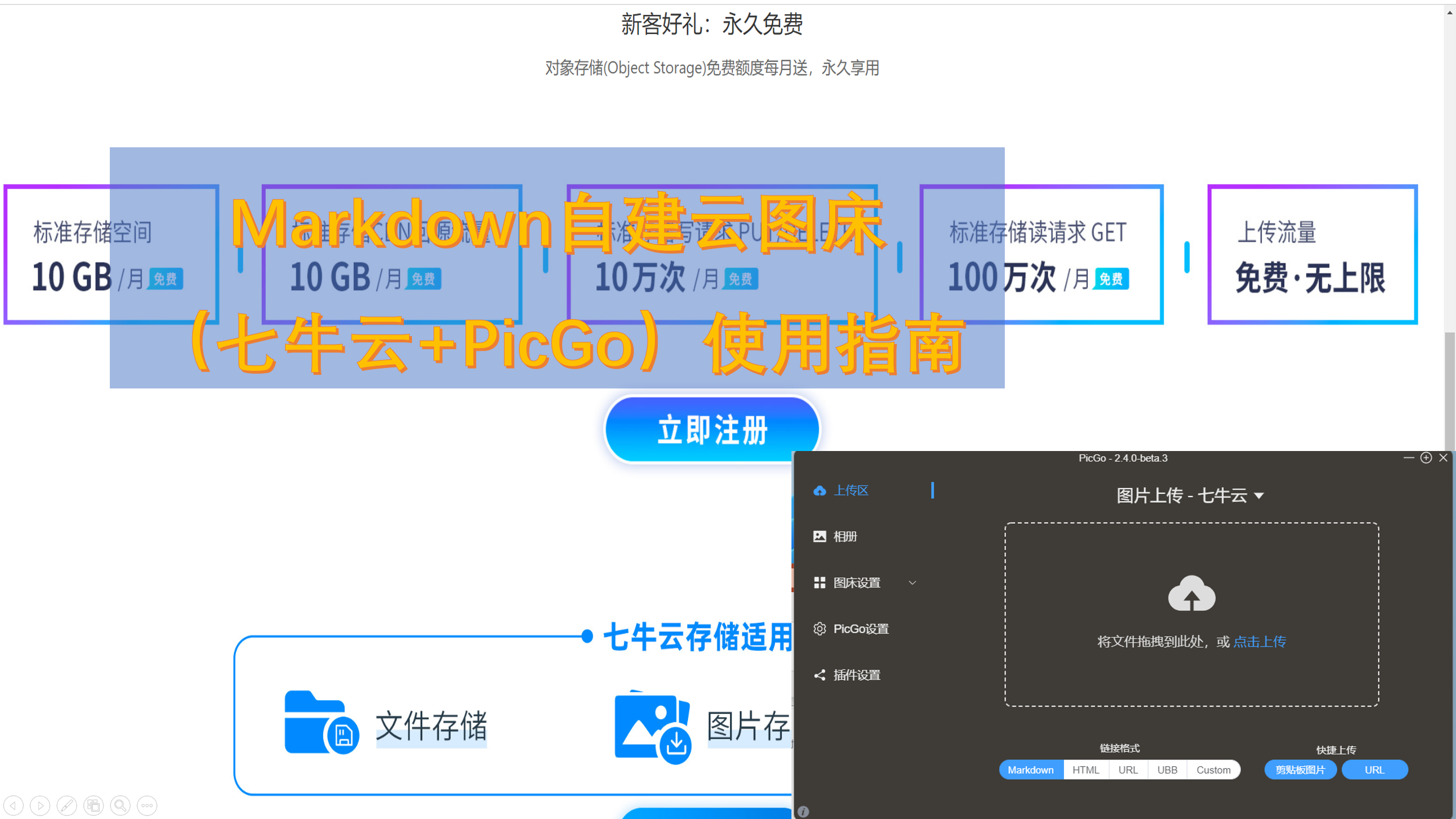 Markdown自建云图床（七牛云+PicGo）使用指南